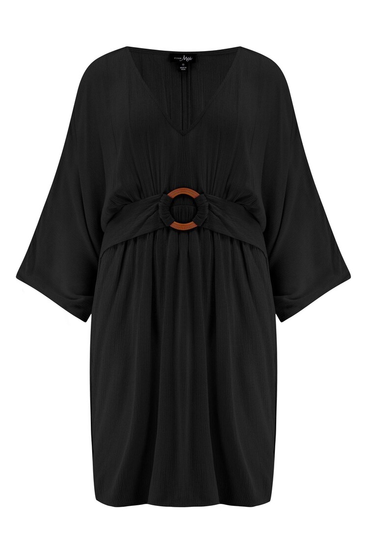 Pour Moi Black Crinkle O Ring Woven Beach Cover-Up - Image 1 of 1