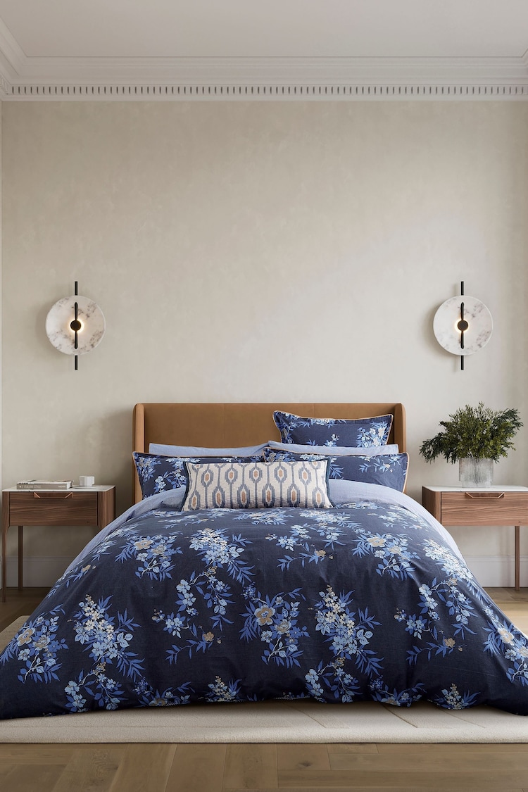 Bedeck of Belfast Cobalt Blue Navy Nahla Duvet Cover and Pillowcase Set - Image 1 of 1