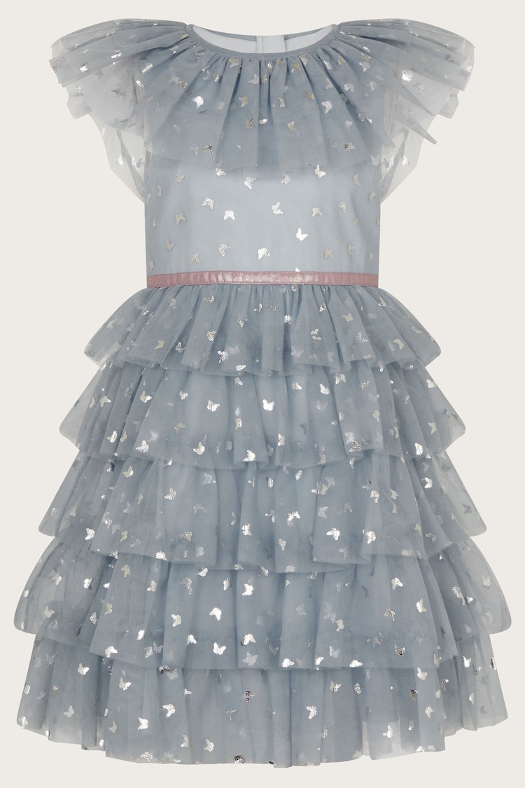 Monsoon Blue Frilly Butterfly Tulle Tiered Dress - Image 1 of 1