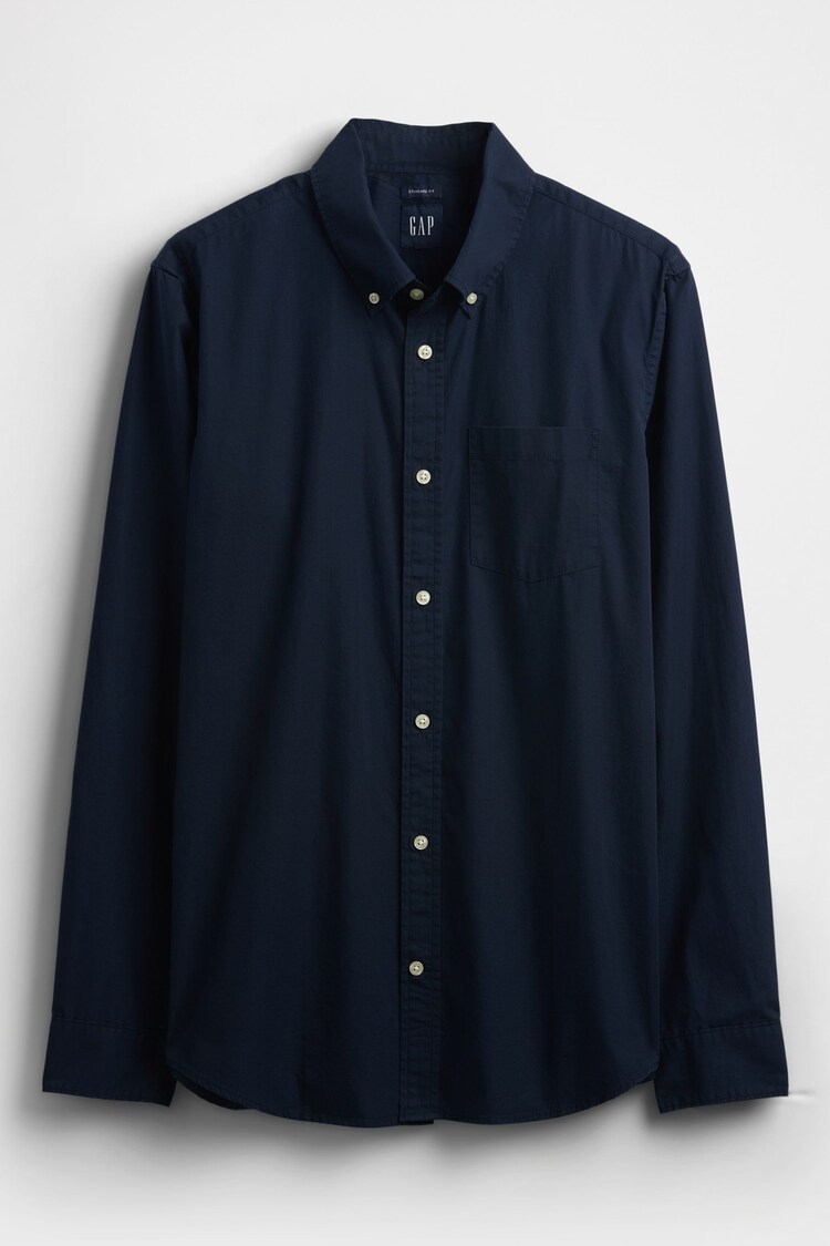 Azul marino - Gap Organic Cotton Long Sleeve Poplin Classic Shirt - Imagen 1 de 1
