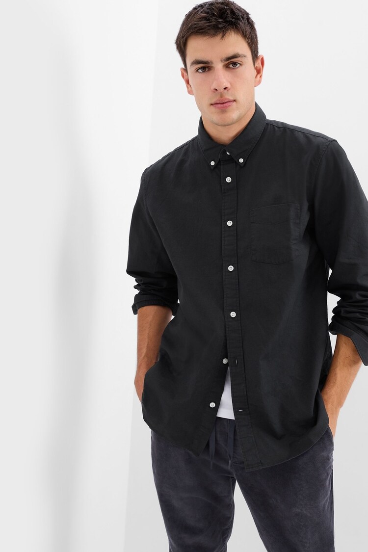 Gap Black Regular Fit Long Sleeve Oxford Shirt - Image 1 of 1