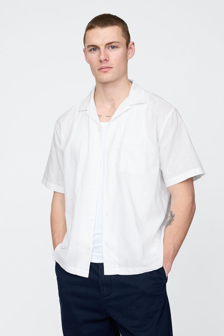 Gap White Linen-Cotton Short Sleeve Shirt - Image 1 of 1