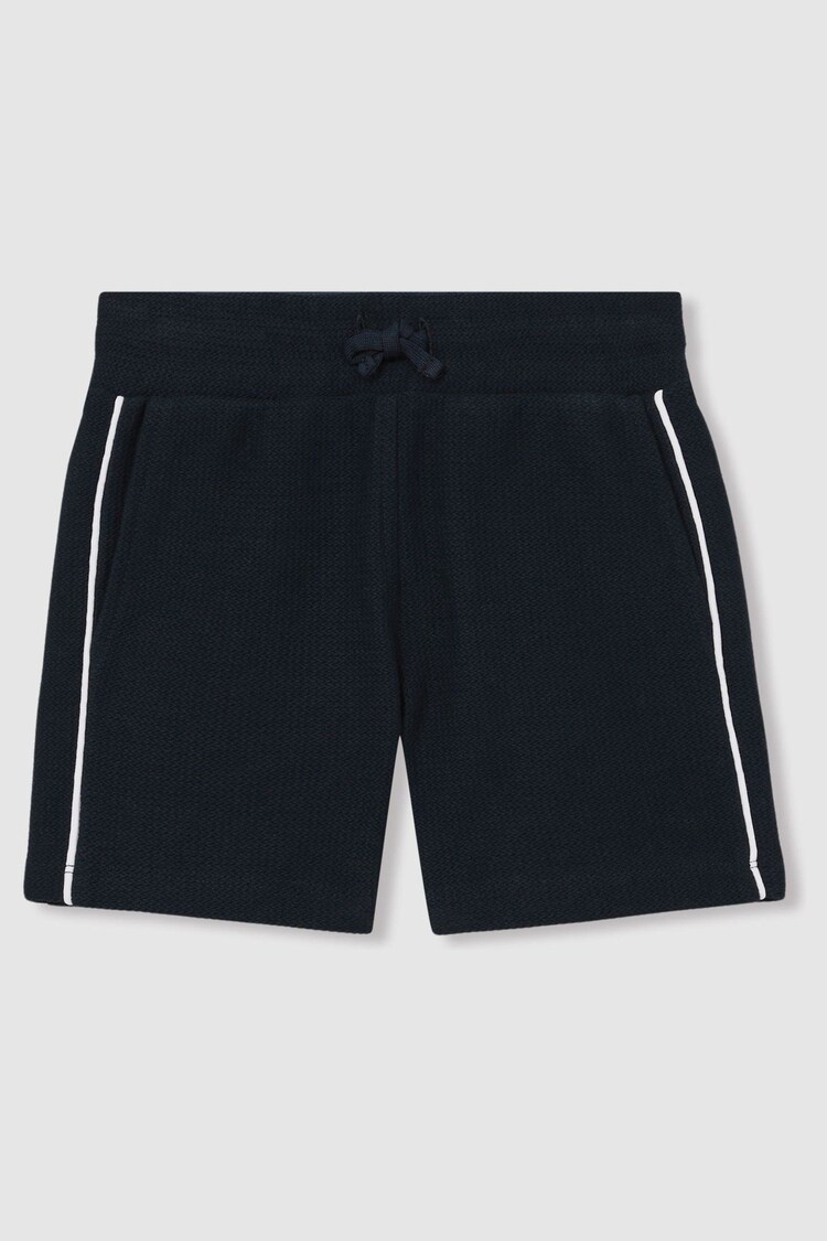 Azul marino - Reiss Pinta Cotton Textured Piped Shorts - Imagen 1 de 1