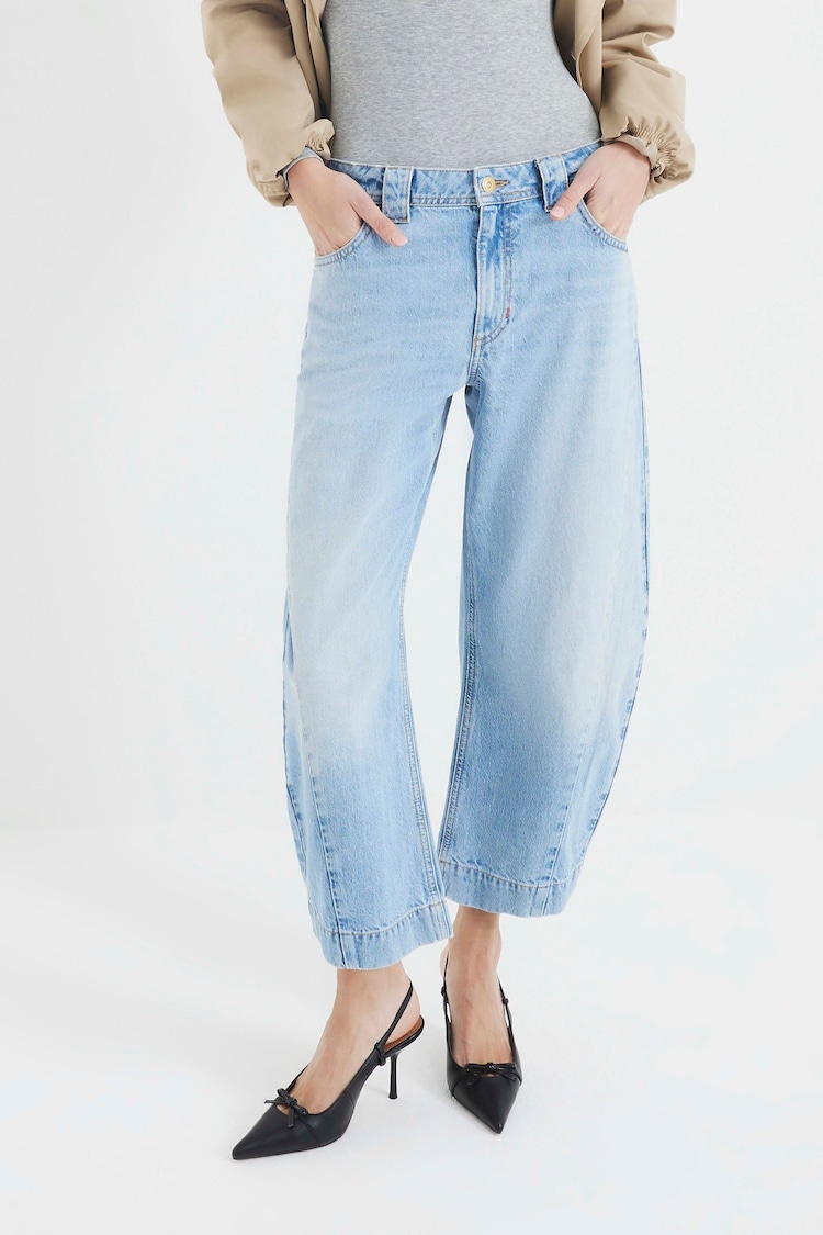 River Island Light Blue Seamed Barrel Jeans - Image 1 of 1