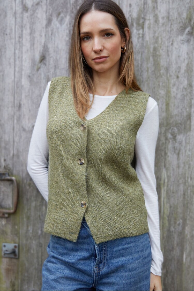 Threadbare Green Knitted Waistcoat - Image 1 of 1