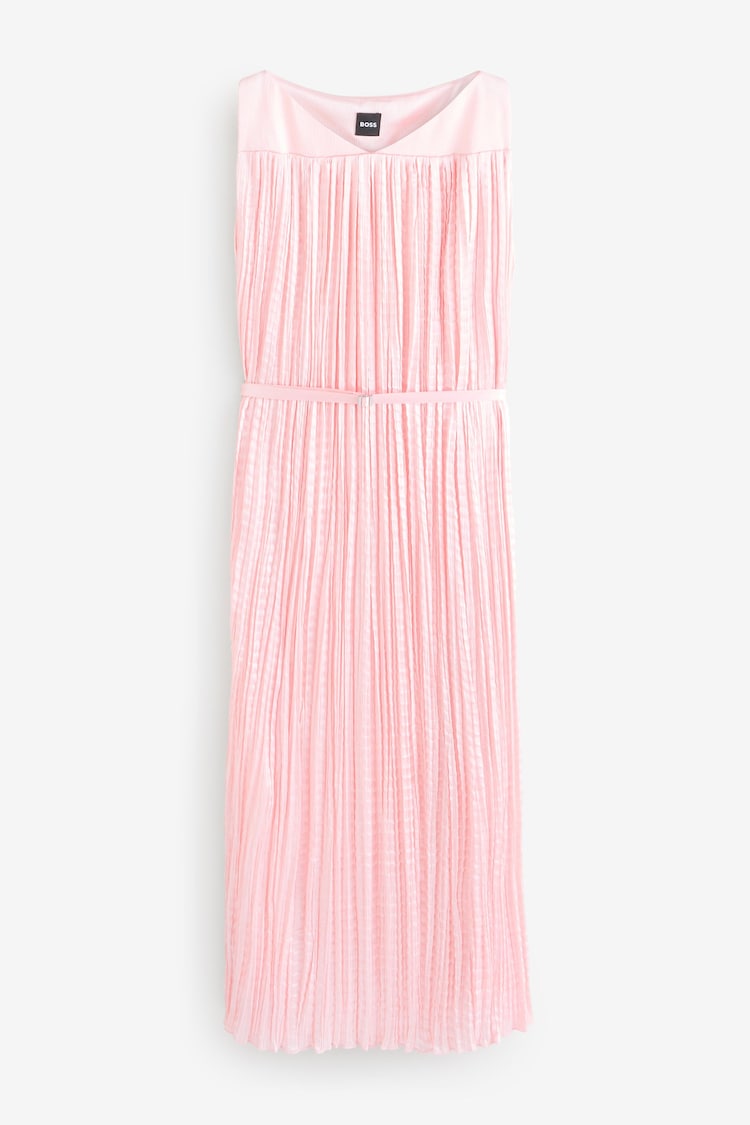 BOSS Pink Davaria Pleated Texture Midi Dress - Image 1 of 1