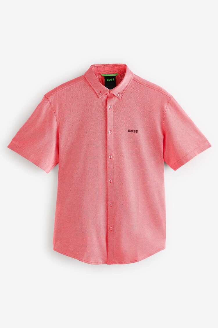 BOSS Pink Regular Fit Short Sleeve 100% Cotton Shirt - Image 1 of 1