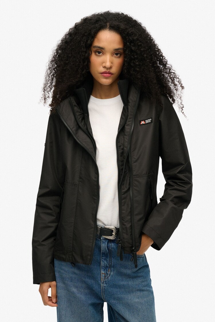Superdry Black Hooded Mountain Windbreaker Jacket - Image 1 of 1