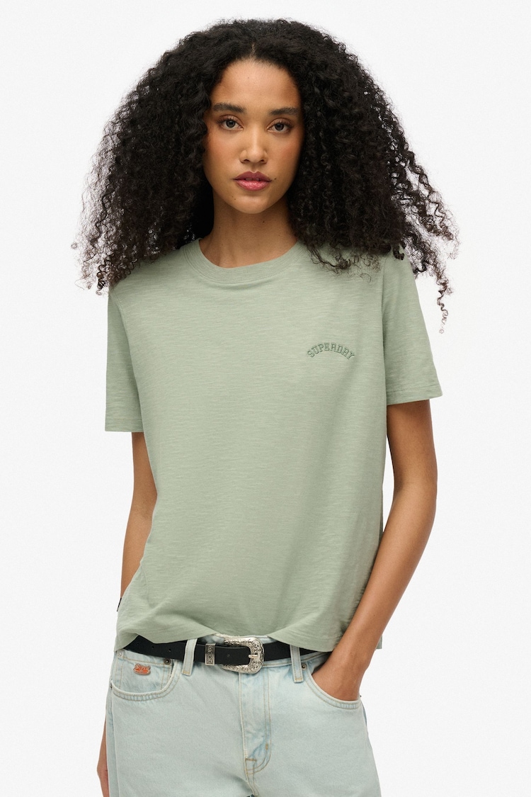 Superdry Green 100% Cotton Essential Logo Washed T-Shirt - Image 1 of 1