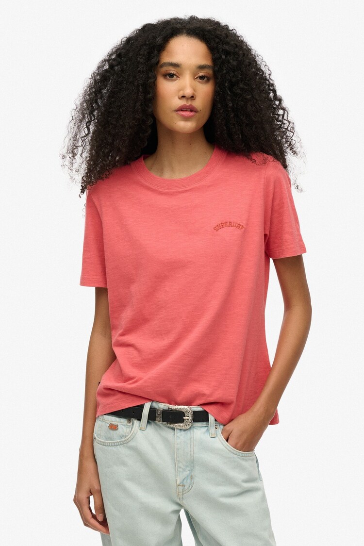 Superdry Red 100% Cotton Essential Logo Washed T-Shirt - Image 1 of 1
