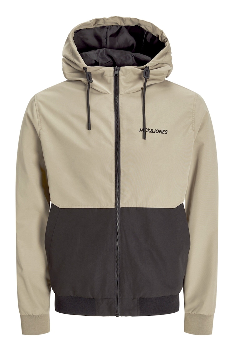 JACK & JONES Grey Hooded Zip Up Bomber Jacket - Image 1 of 1