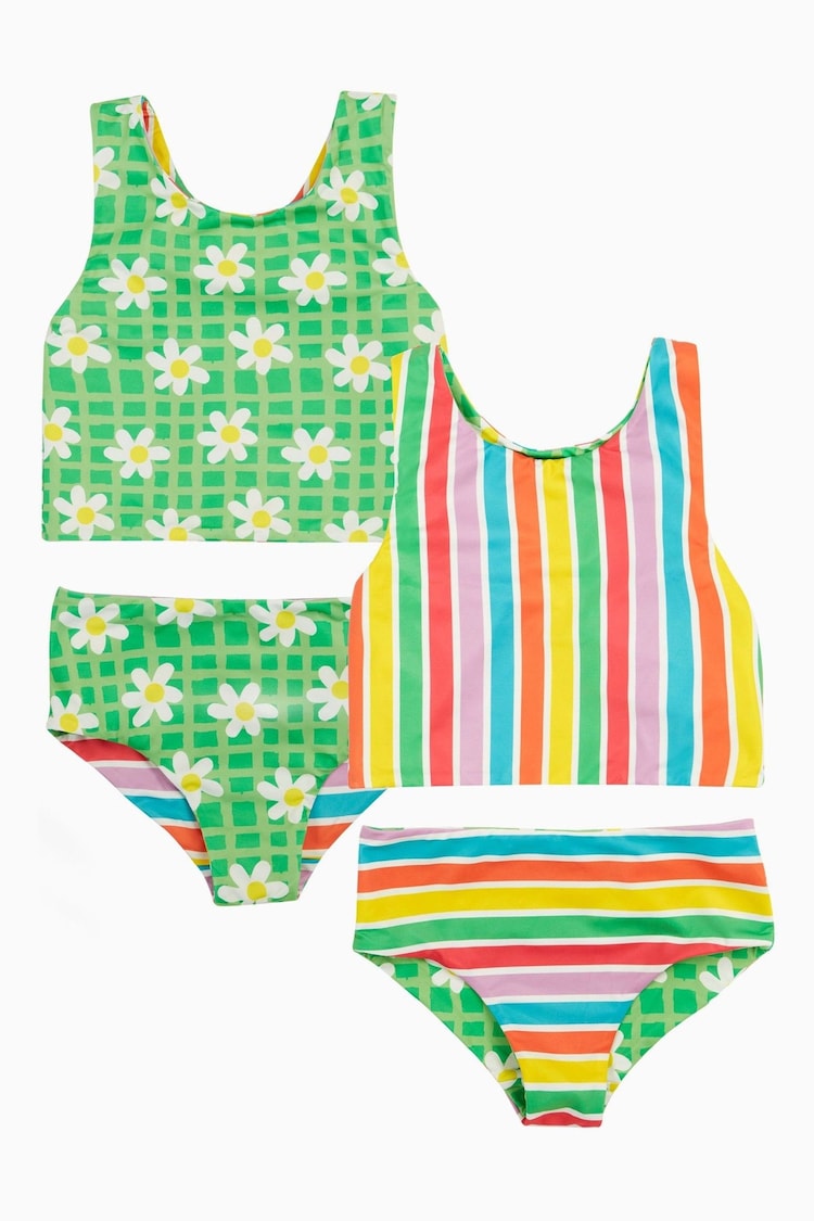 Frugi Green Rainbow Flower Reversible Tankini - Image 1 of 1
