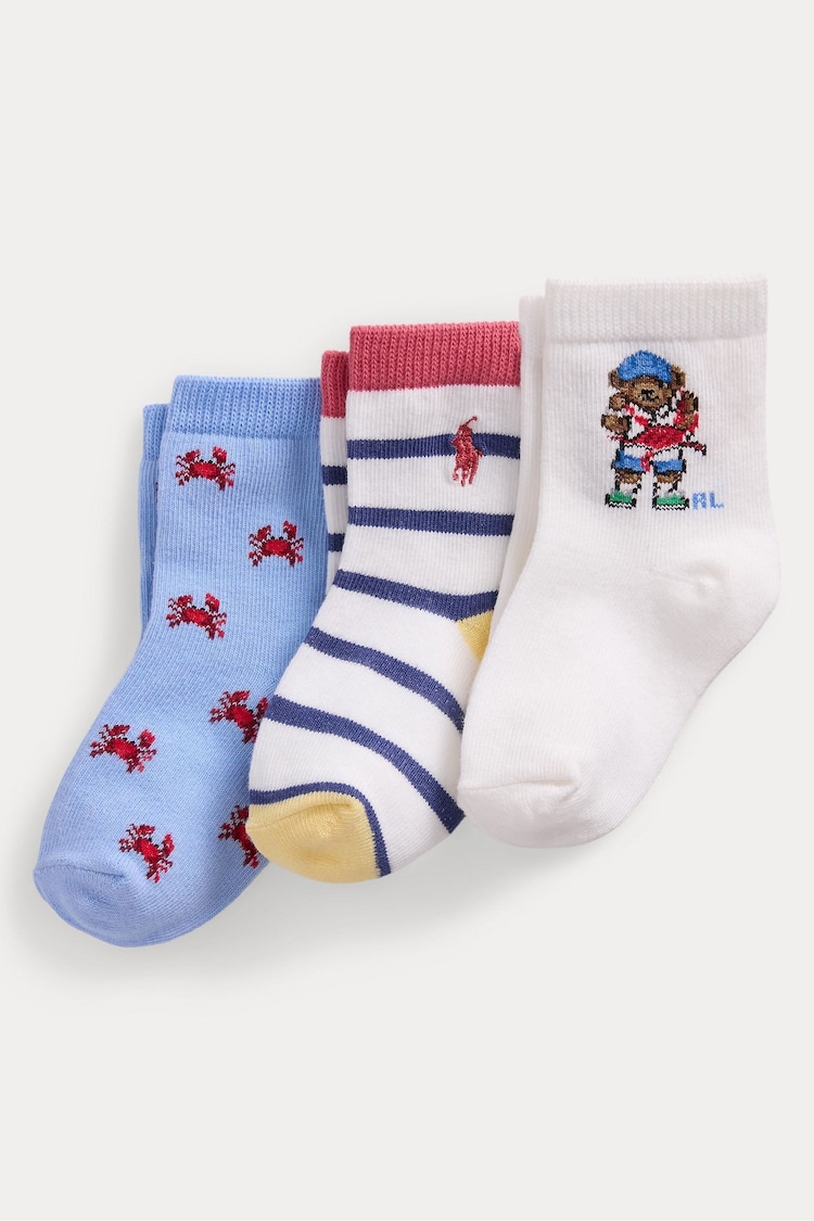 Polo Ralph Lauren Lauren Baby Polo Bear Crab Stripe Socks 3 Pack - Image 1 of 1