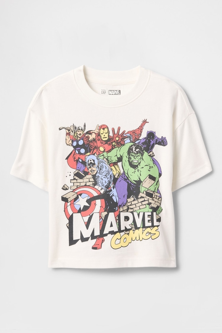 Weiß - Gap – Oversized-T-Shirt mit kurzen Ärmeln und Marvel-Design (6M.–5J.) - Bild 1 von 1