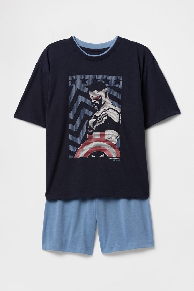 Gap Navy Blue Captain America Marvel Short Pyjamas (6-13yrs) - Image 1 of 1