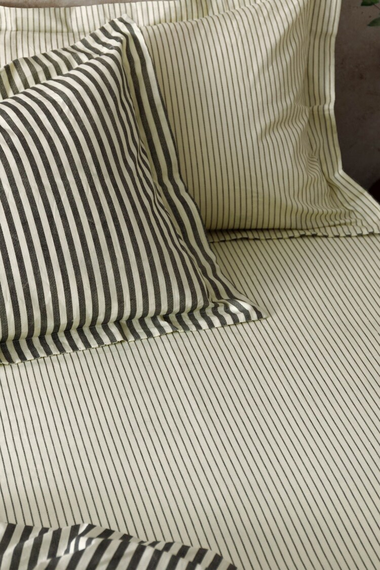 Yard Black Hebden Striped 100% Cotton Fitted Sheet - Image 1 of 1