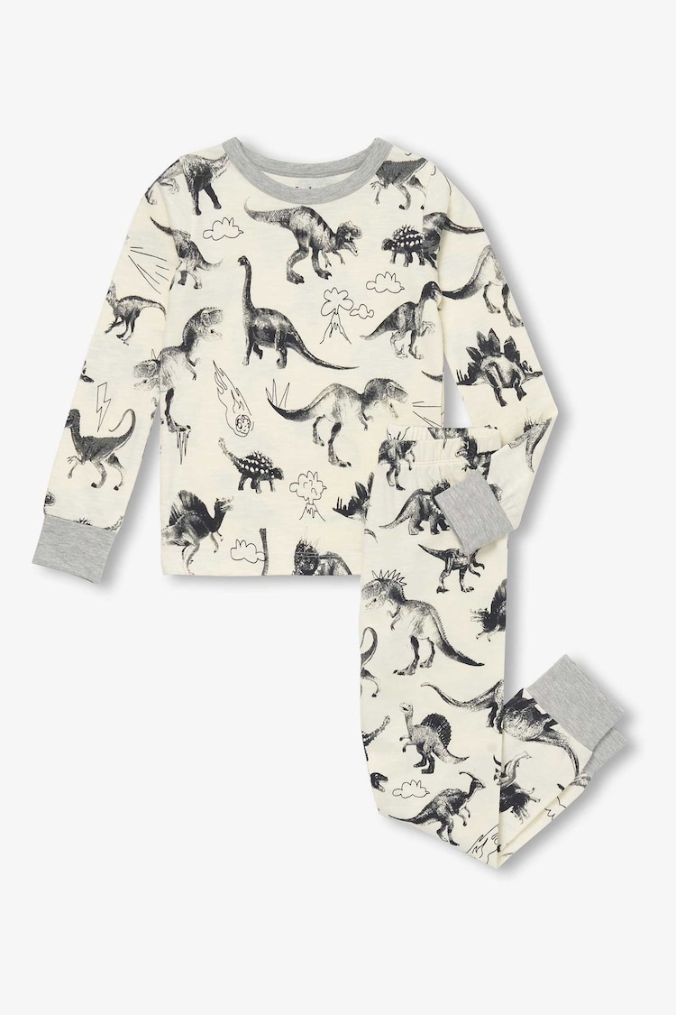 Hatley Cream Dino Extinction Stretch Cotton Pyjamas Set - Image 1 of 1