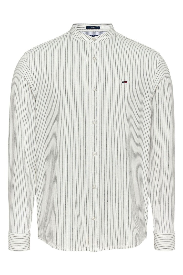 Tommy Jeans White Linen Mix Stripe Shirt - Image 1 of 1