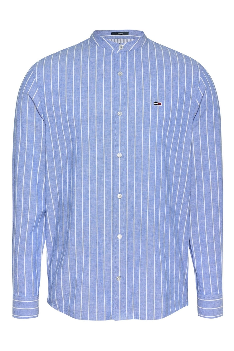 Tommy Jeans Blue Linen Mix Stripe Shirt - Image 1 of 1