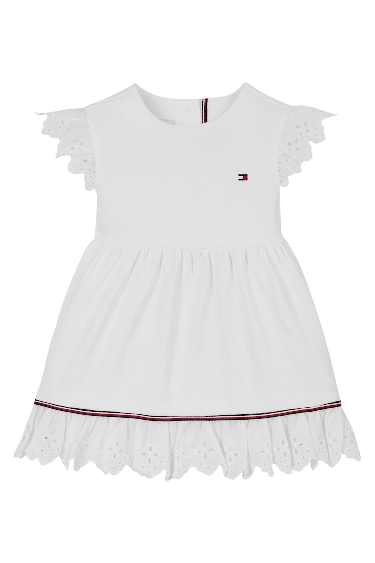 Tommy Hilfiger White Broderie Anglaise Short Sleeve Dress - Image 1 of 1