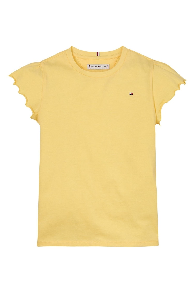 Tommy Hilfiger Yellow Slim Ruffle Short Sleeve Top - Image 1 of 1