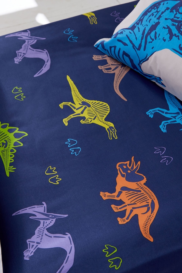 Catherine Lansfield Blue Prehistoric Dinosaurs Fitted Sheet - Image 1 of 1