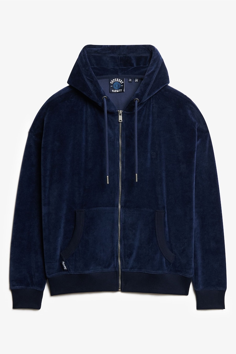 Superdry Blue Velour Zip Hoodie - Image 1 of 1