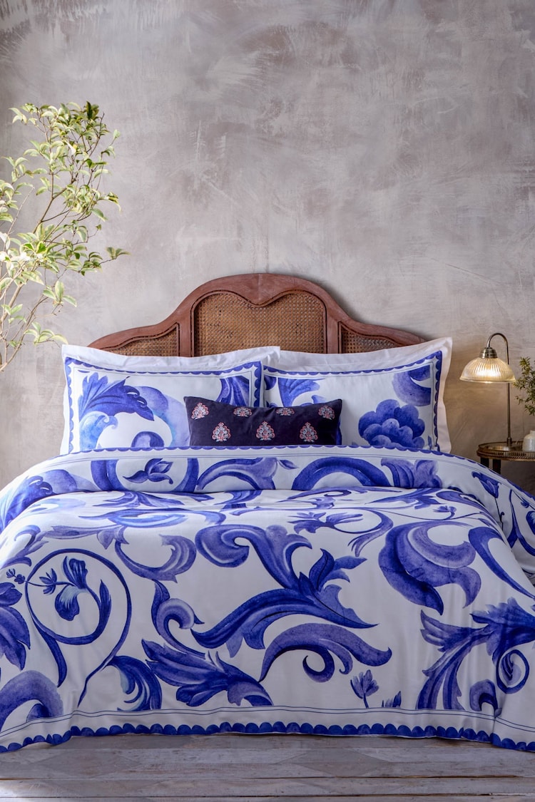 Paoletti Blue Azzurro Printed Cotton Duvet Set - Image 1 of 1