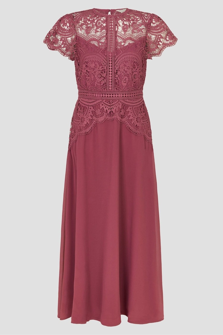 Monsoon Pink Monica Lace Midi Dress - Image 1 of 1