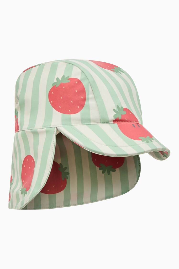 MORI Green Strawberry Stripe Neck Cover Swim Hat UPF 50+ - Image 1 of 1