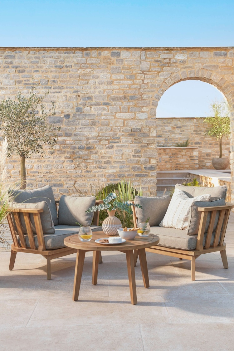 Cox & Cox Light Teak Bora Garden Bistro Set - Image 1 of 1
