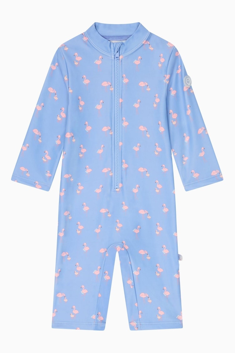MORI Blue UPF 50+ Flamingo Sun Safe Zip-Up Swimsuit - Image 1 of 1