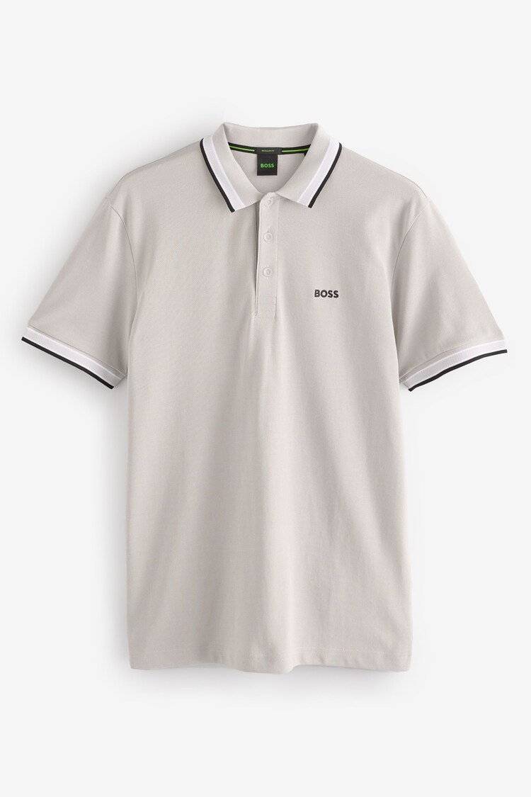 Grau - BOSS – Paddy – Polo-Shirt mit Streifen aus 100 % Baumwolle - Bild 1 von 1