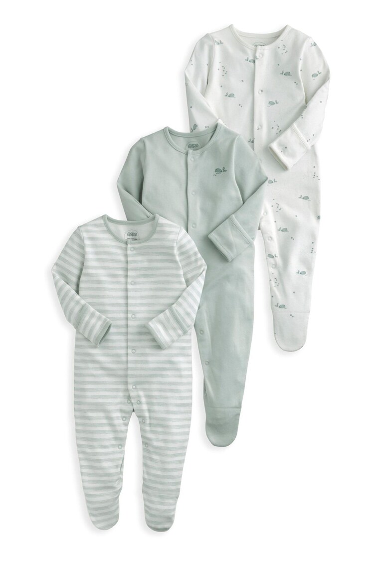 Mamas & Papas Blue Whale 100% Cotton Sleepsuits 3 Pack - Image 1 of 1