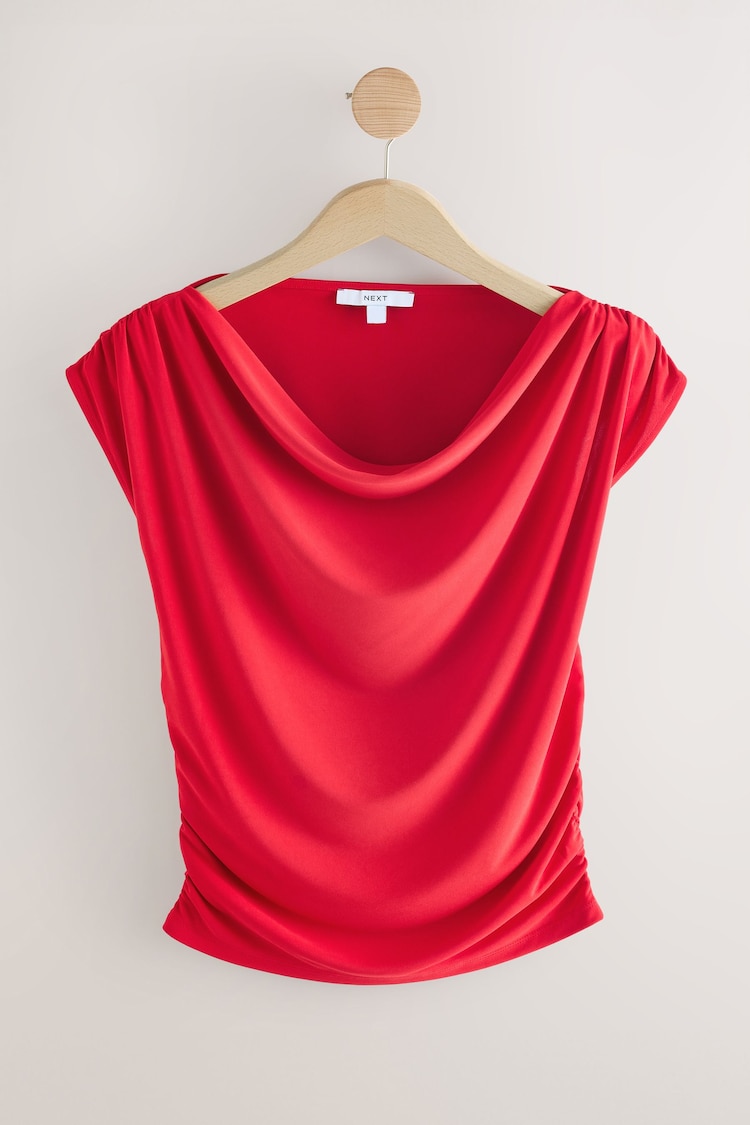 Red Sleeveless Drape Top - Image 1 of 1