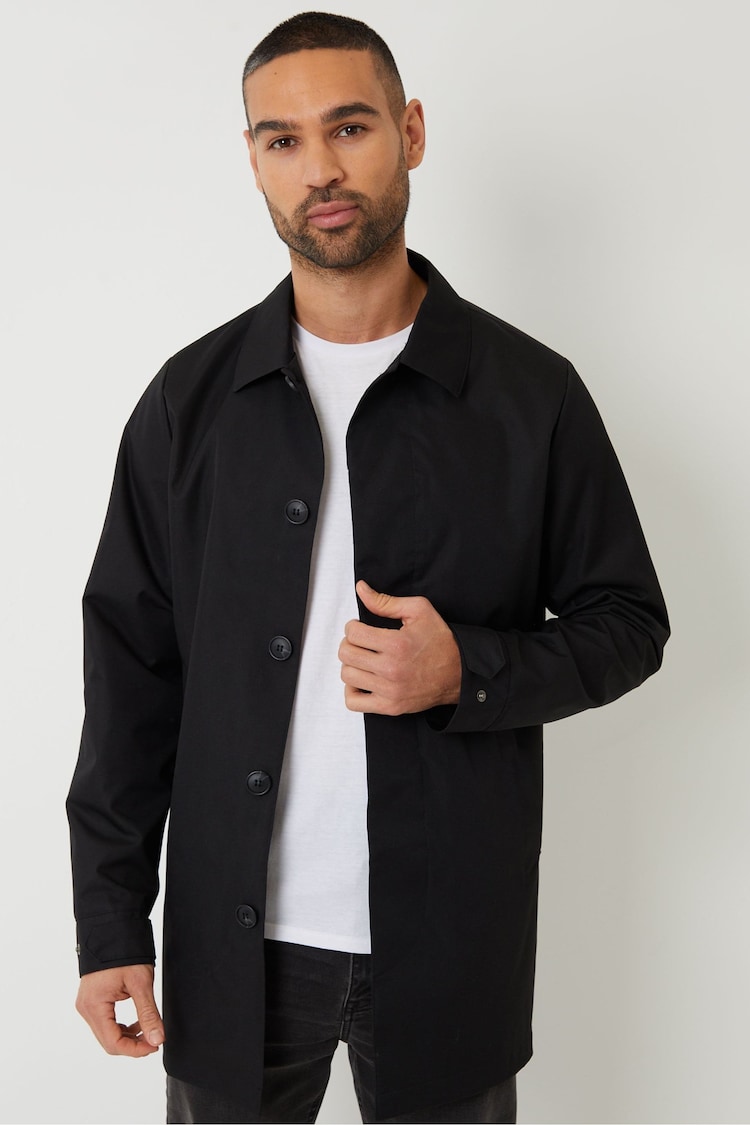 Threadbare Black Showerproof Longline Mac - Image 1 of 1