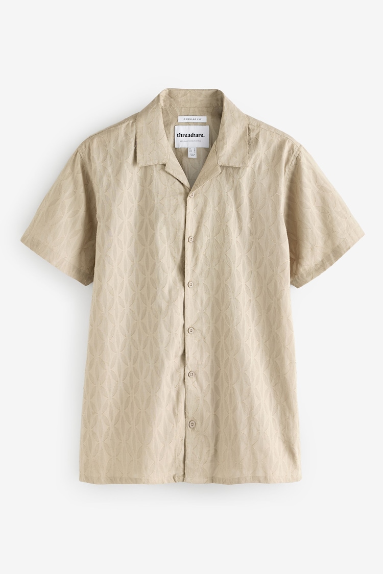 Threadbare Natural 100% Cotton Pluck Textured Revere Collar Short Sleeve Shirt - Image 1 of 1