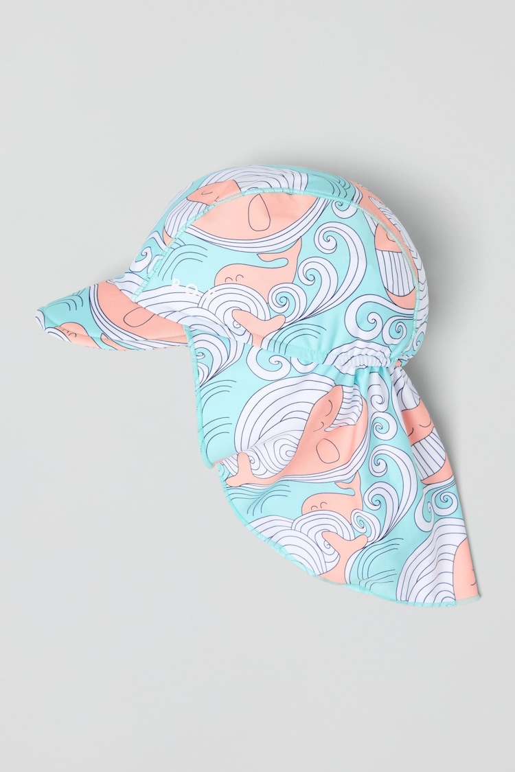 Polarn O Pyret Blue Whale Print Legionnaire Hat - Image 1 of 1