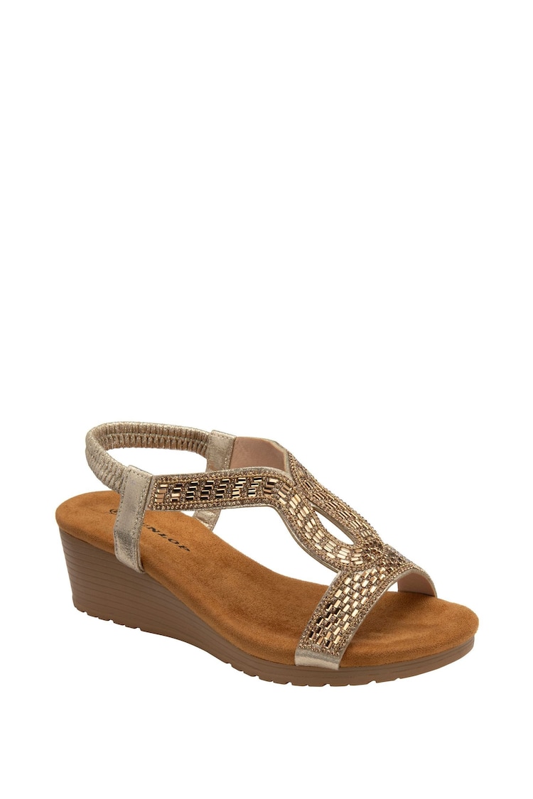 Dunlop Gold Tear-Drop Wedge Elasticated Sandals - Image 1 of 1