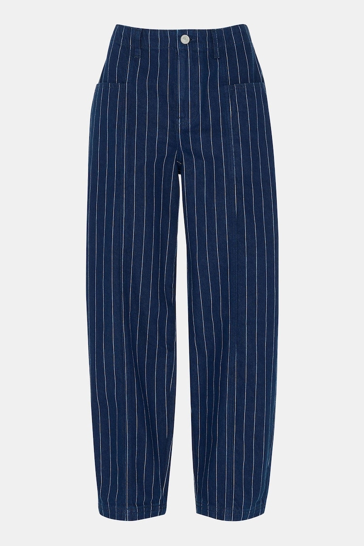 Whistles 100% Cotton Pinstripe Barrel Leg Jeans - Imagen 1 de 1