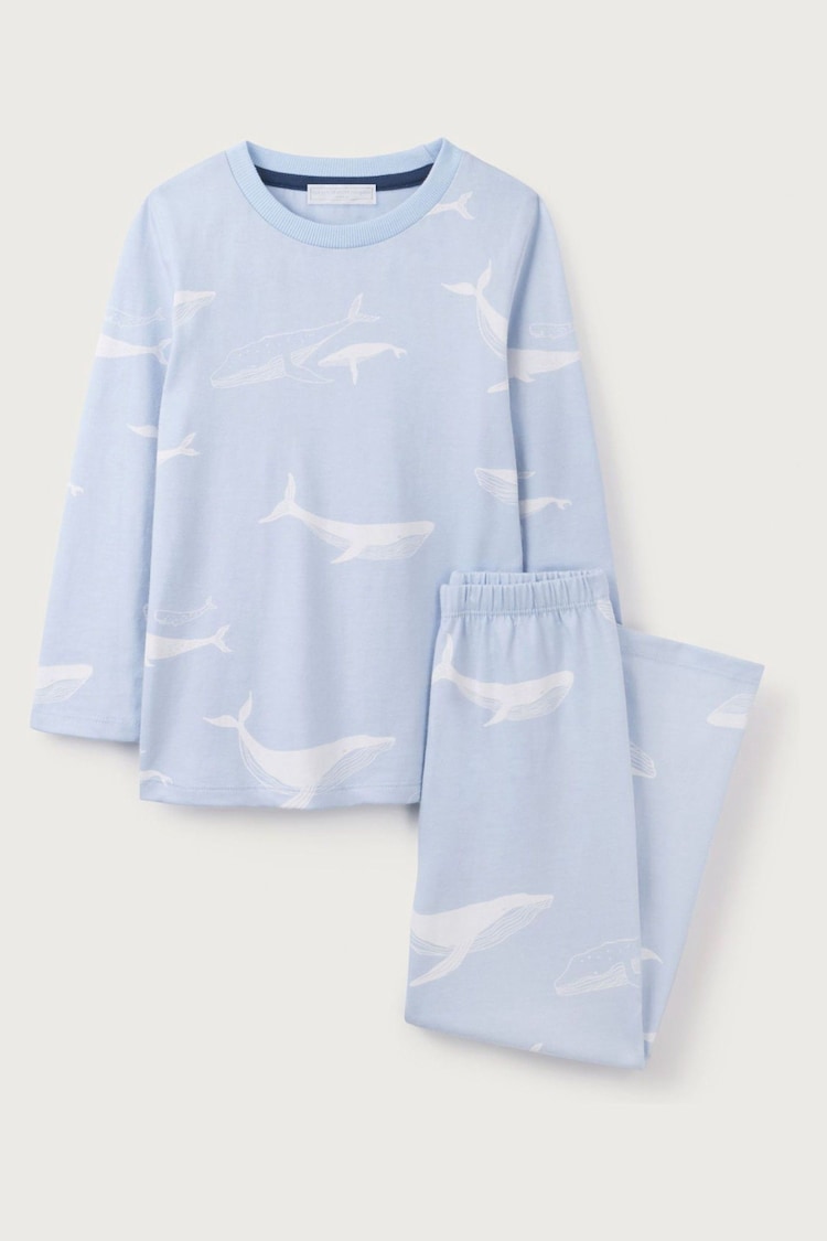 The White Company Blue 100% Cotton Whale Relaxed Fit Pyjamas - Image 1 of 1