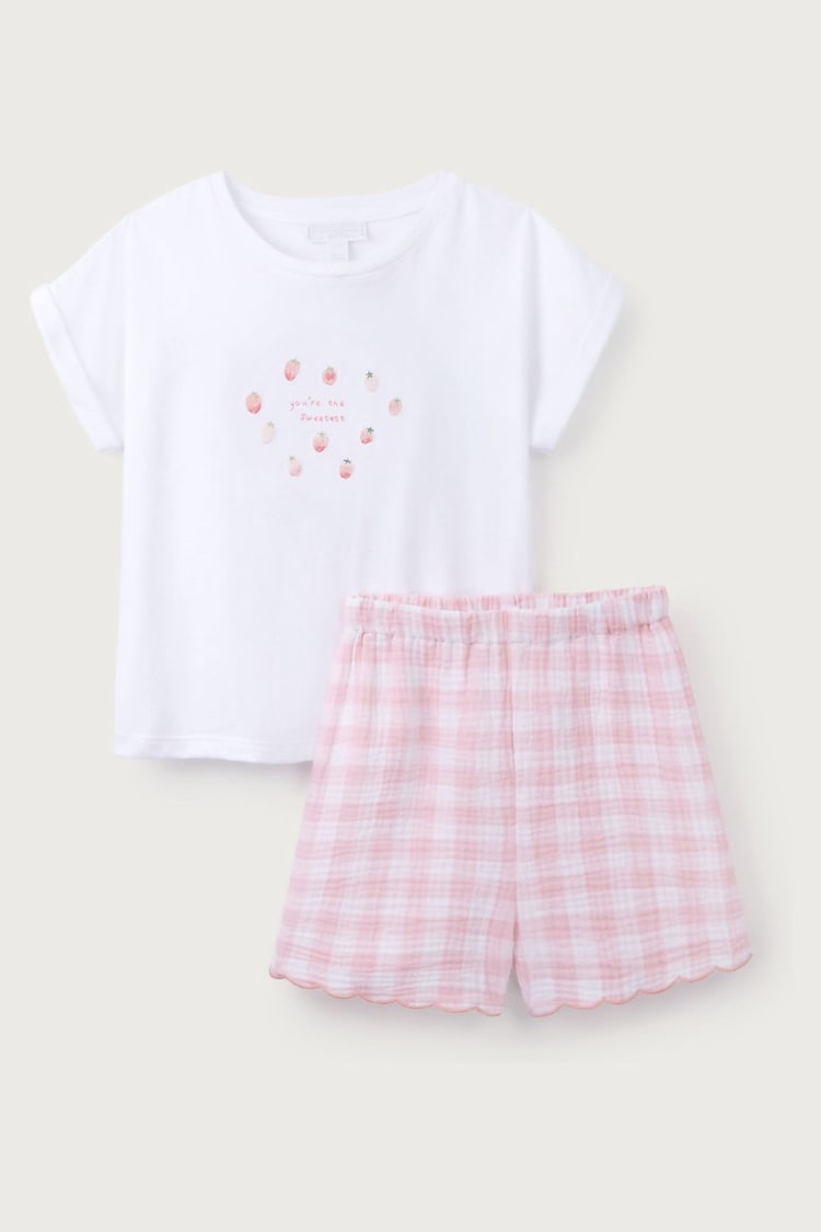 The White Company Relaxed Fit Pink You're The Sweetest Shortie Pyjamas - Image 1 of 1