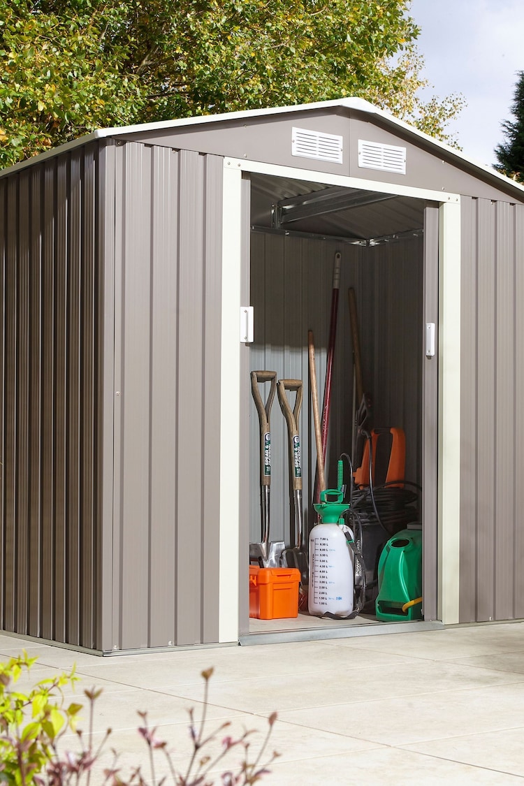 Rowlinson Light Grey Trentvale 6 x 4ft Metal Garden Apex Shed, Foundation Kit & Assembly - Image 1 of 1