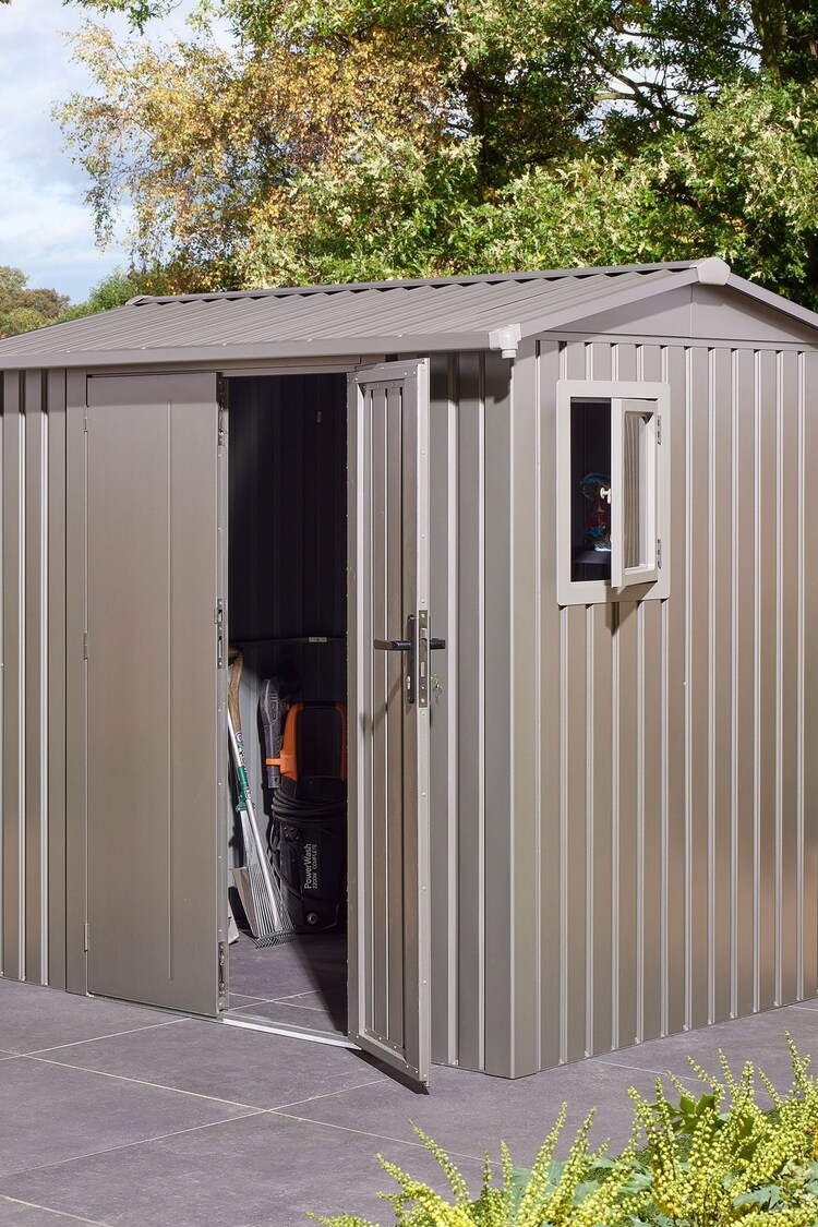 Rowlinson Grey Brentvale 8 x 6ft Metal Garden Apex Shed - Image 1 of 1