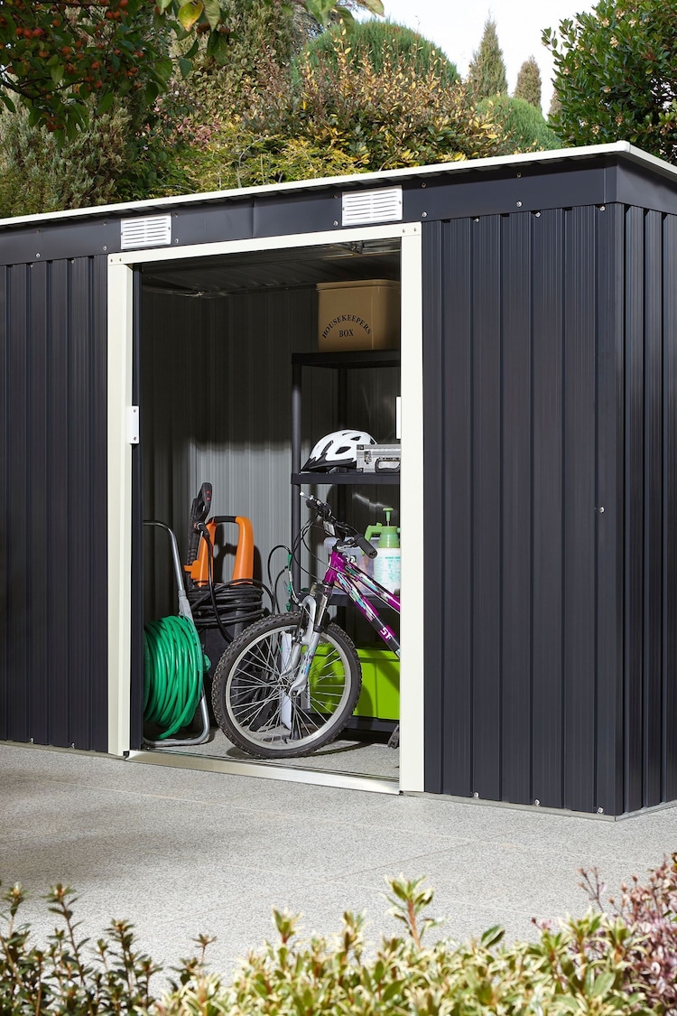 Rowlinson Dark Grey Trentvale 8 x 4ft Metal Garden Pent Shed with Assembly - Image 1 of 1