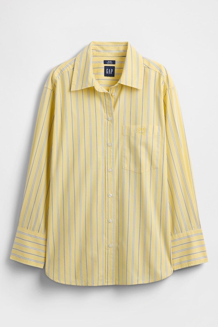 Gap Yellow Cotton Poplin Striped Oversized Shirt - Image 1 of 1
