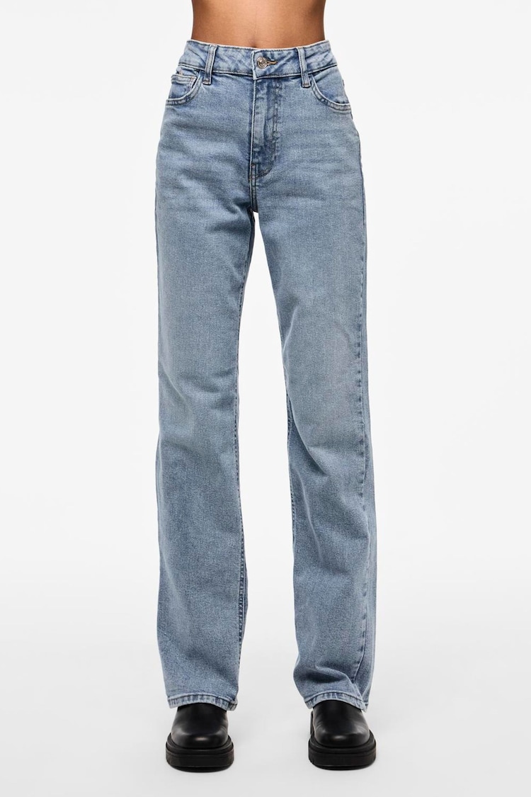 PIECES Blue Straight Leg High Waist Jeans - Image 1 of 1