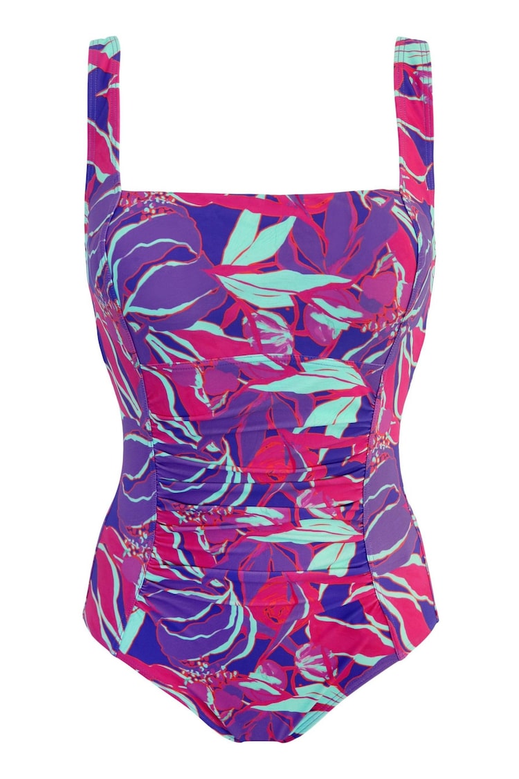Pour Moi Aquaburst Blue Santa Barbara Ruched Tummy Control Swimsuit - Image 1 of 1