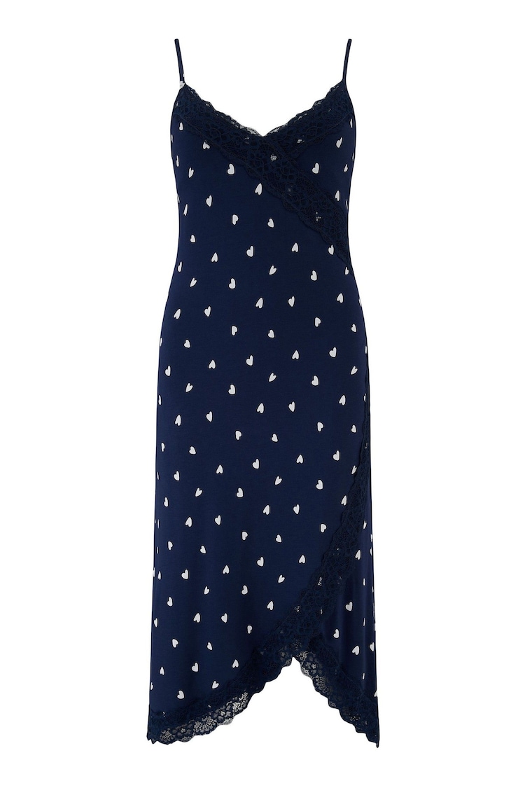Pour Moi Blue Sofa Loves Lace Soft Jersey Hidden Support Wrap Midi Chemise - Image 1 of 1