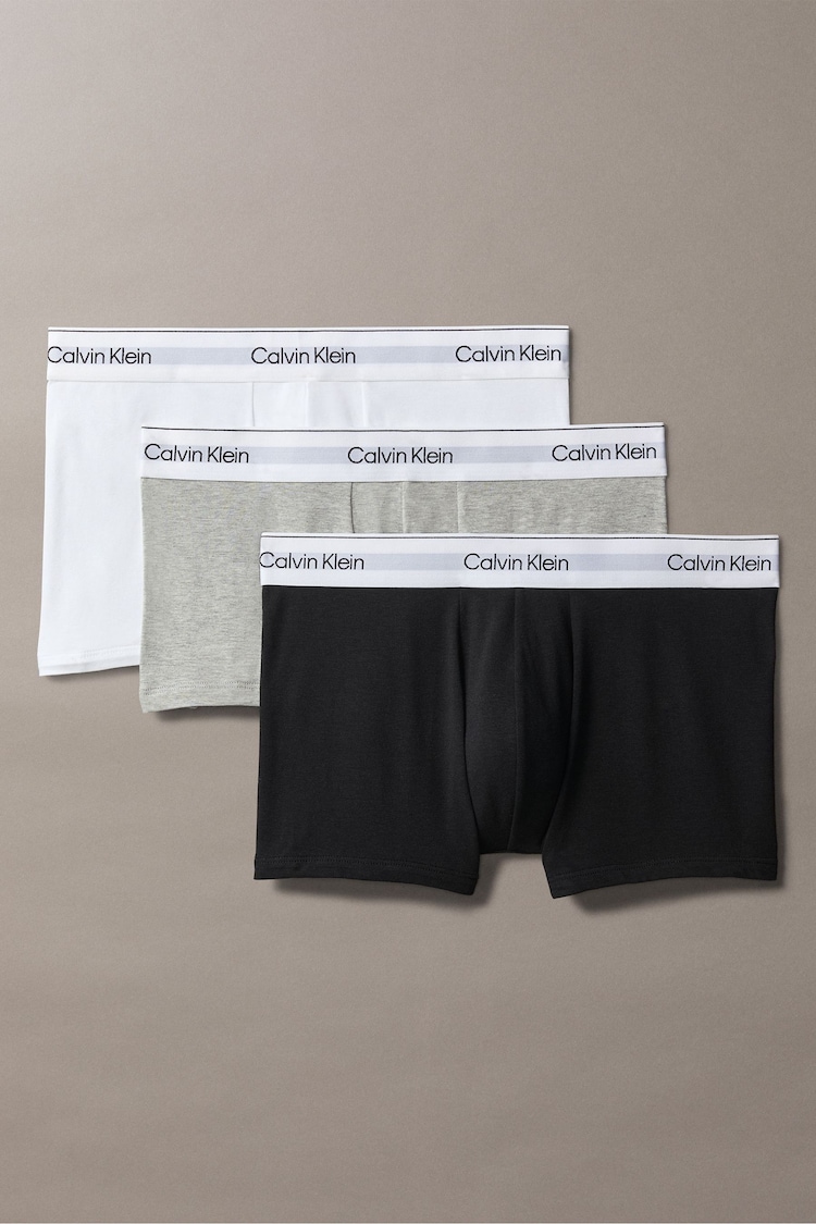 Черный/белый/серый - Набор из 3 транжиров с заниженной талией Calvin Klein - Значок Хлопок Стрейч - Image 1 of 1